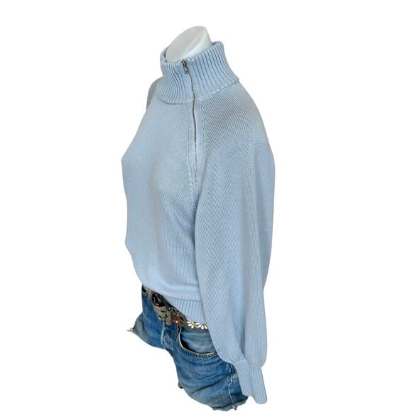 Marissa Webb Blue Turtleneck Sweater MEDIUM Balloon Sleeve Soft Oversized $270 - Picture 5 of 10